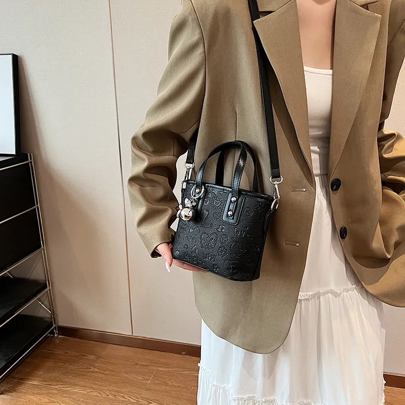 Yalu PU Handbag Women's Ecru/Black/Pink-11