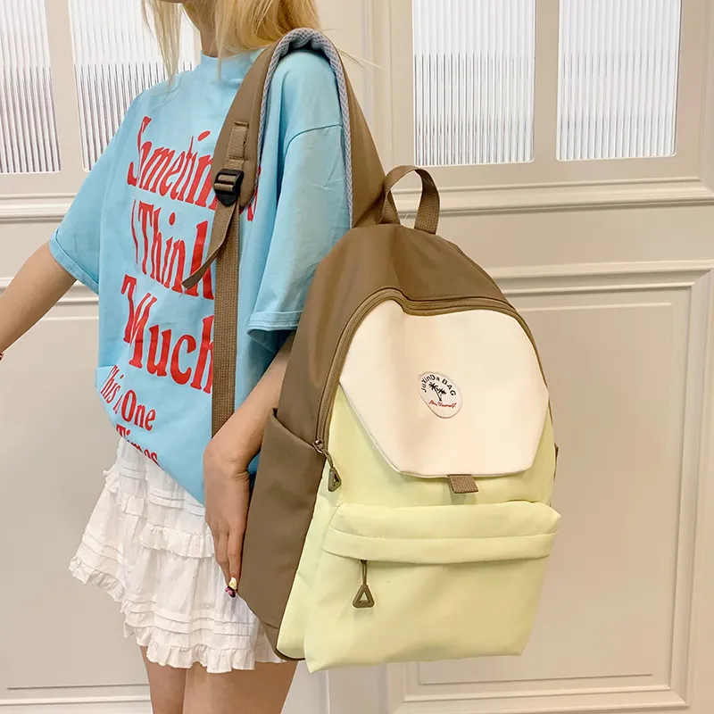 Yalu Nylon Fabric Backpack Unisex Green/Blue/Navy Blue/Pink-5