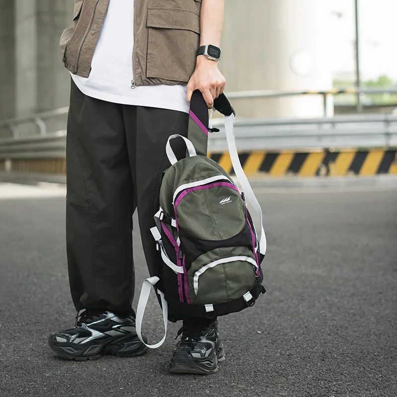 Yalu Nylon Backpack Unisex Purple/Green-9