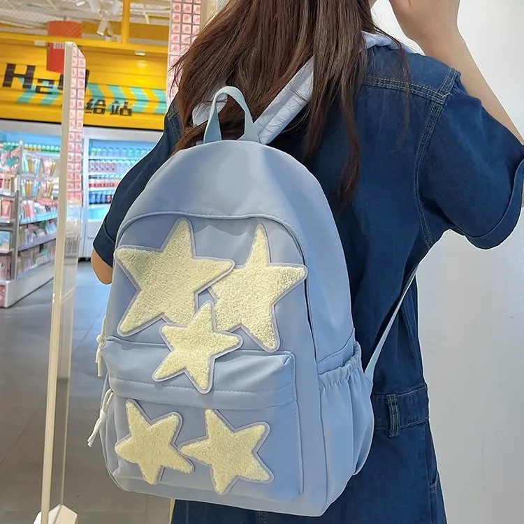 Yalu Fabric Backpack Unisex Black/Red/Sky Blue-6