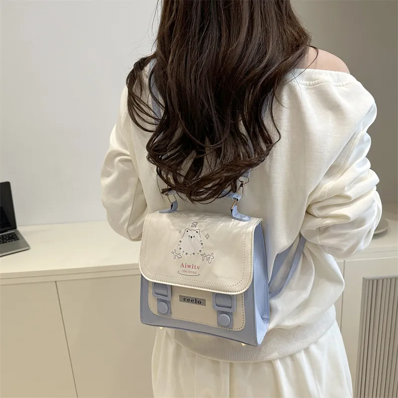 Yalu PU Backpack Unisex Blue/Pink-1