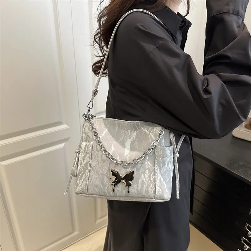 Yalu PU Shoulder Bag, Crossbody Bag Unisex White/Silver/Black/Pink/Green-11