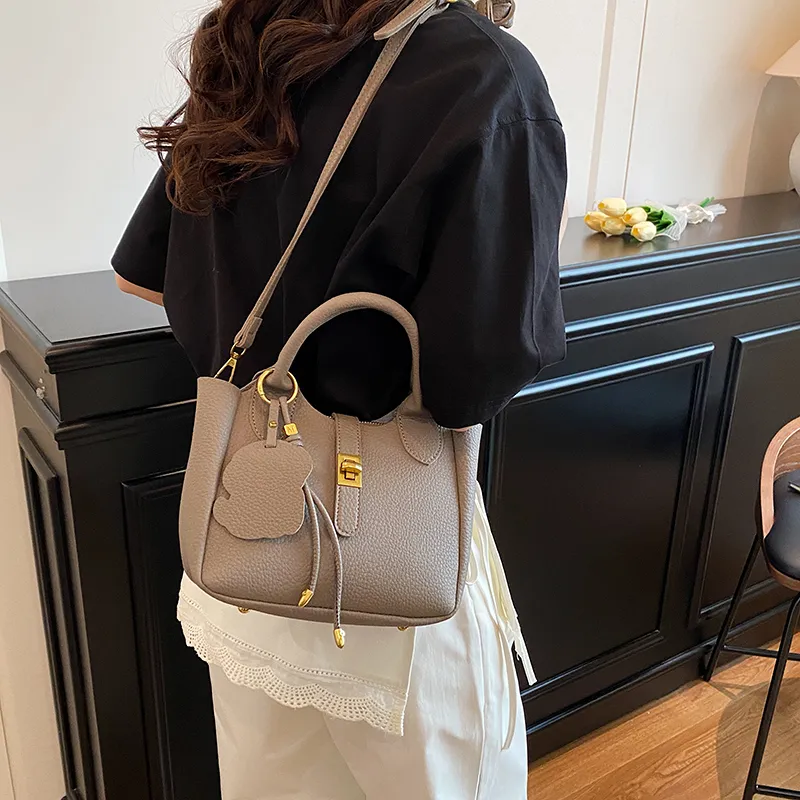 Yalu PU Shoulder Bag, Crossbody Bag, Handbag Unisex Ecru/Gray/Black/Pink-9