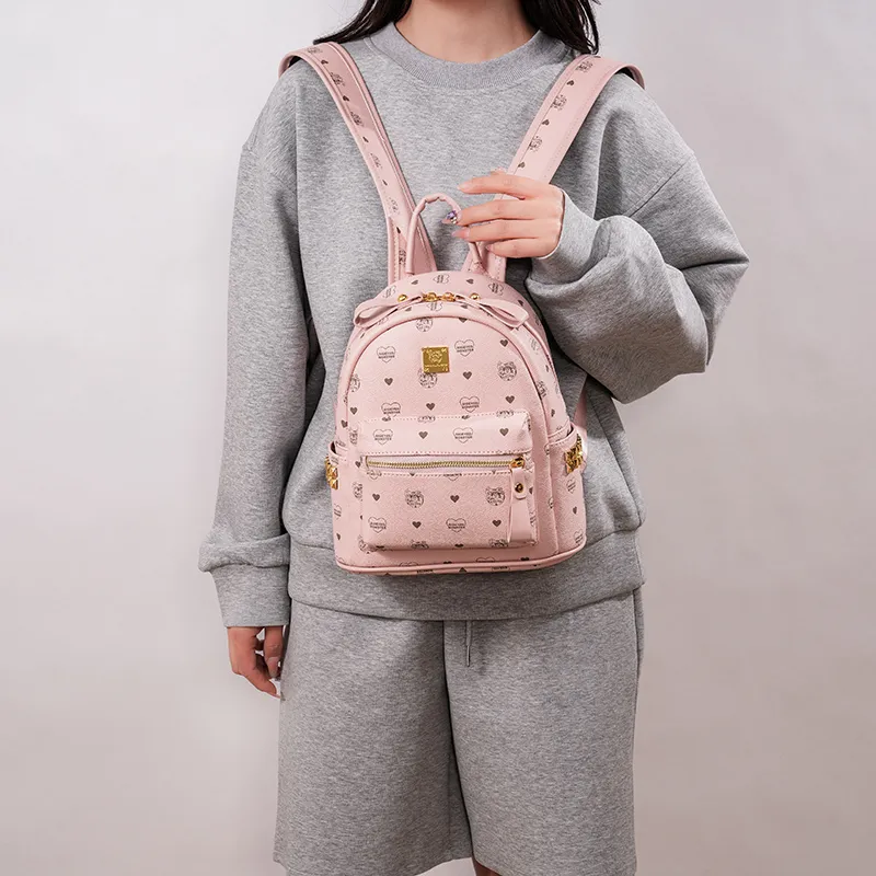 Yalu PU Backpack Regular Unisex White/Brown/Pink/Beige-18