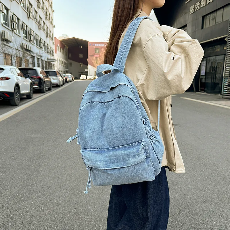 Yalu Denim Backpack Unisex Dark Blue/Gray/Blue-15