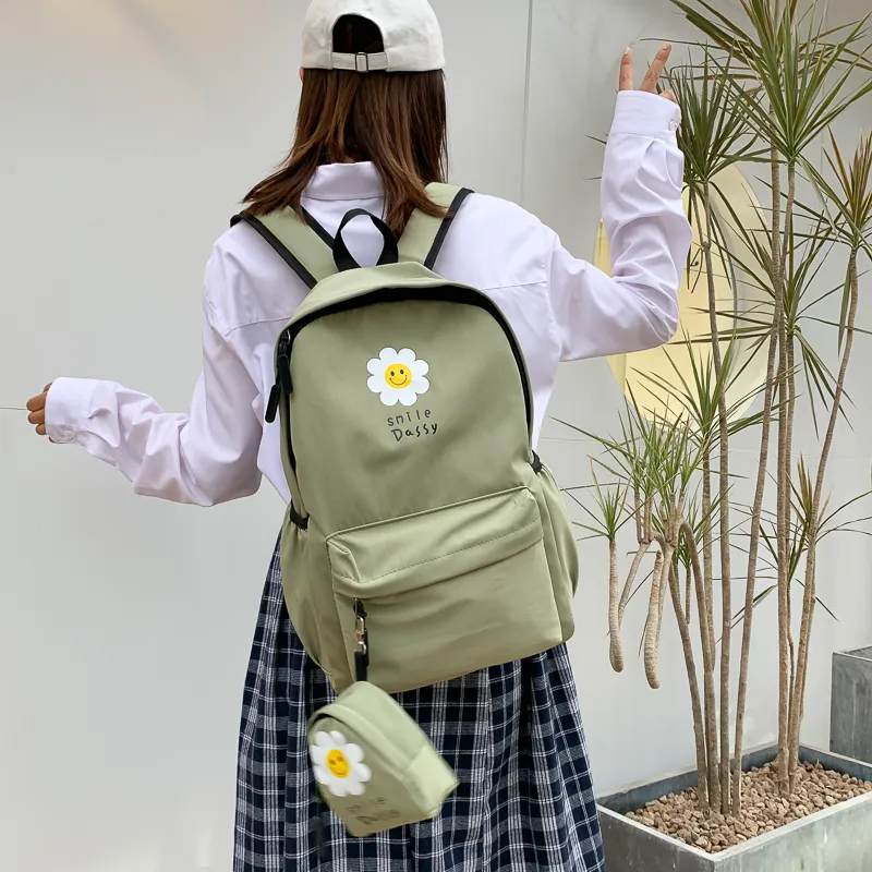 Yalu Canvas Backpack Unisex Black/Pink/Watermelon Red/Yellow/Green/Blue-26