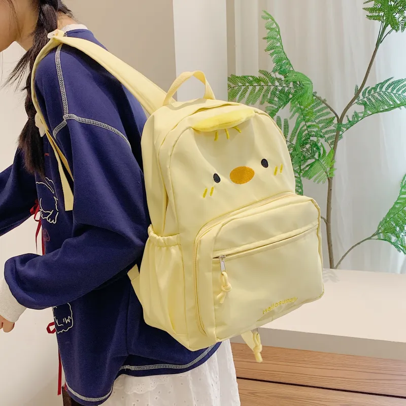 Yalu Nylon Fabric Backpack Regular Unisex Black/Yellow-9