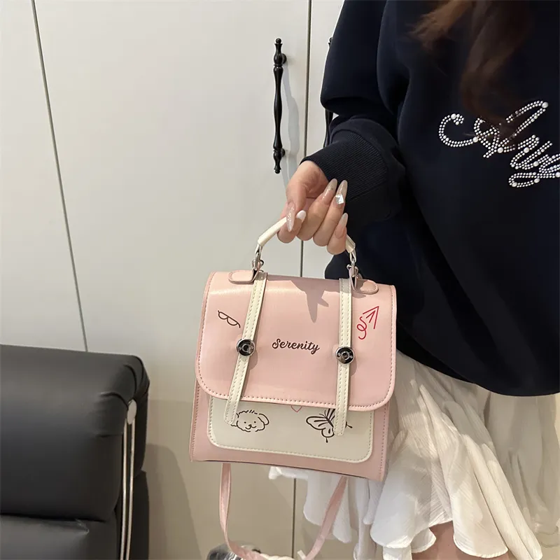 Yalu PU Backpack Unisex Blue/Pink/White/Black-6