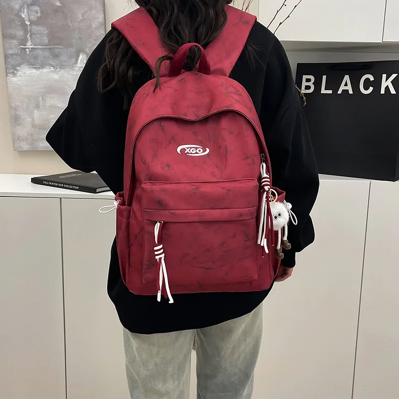 Yalu Nylon Backpack Unisex White/Red/Green/Black-11