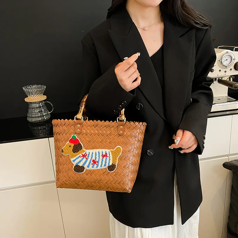 Yalu Fabric Handbag Unisex Multicolor/Coffee-7