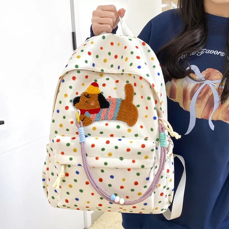 Yalu Nylon Backpack Unisex Beige/White/Coffee/Pink-20