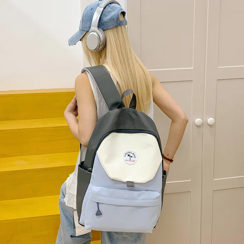 Yalu Nylon Fabric Backpack Unisex Green/Blue/Navy Blue/Pink-12