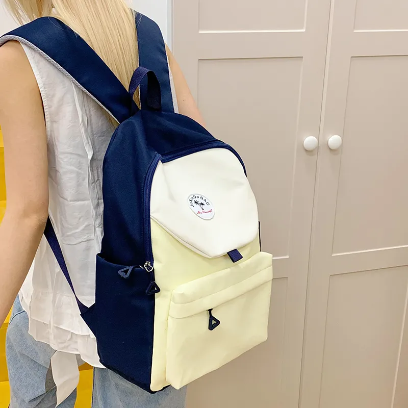 Yalu Nylon Fabric Backpack Unisex Green/Blue/Navy Blue/Pink-19