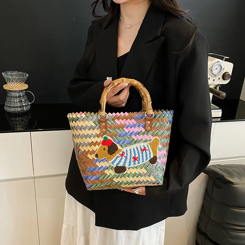 Yalu Fabric Handbag Unisex Multicolor/Coffee-5