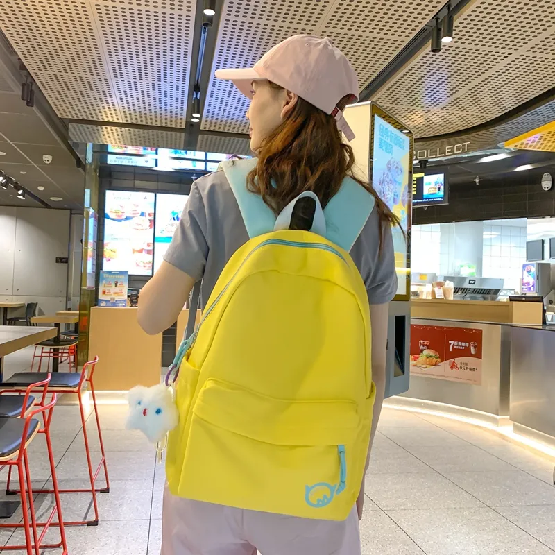 Yalu Nylon Backpack Regular Unisex White/Black/Yellow/Lake Blue-14