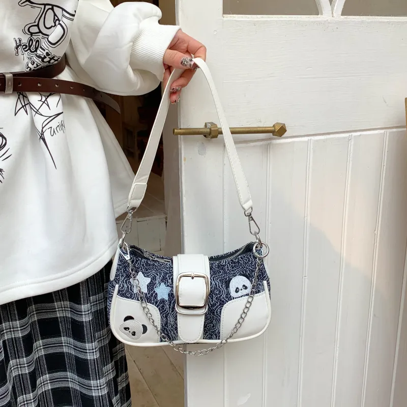 Yalu Fabric Shoulder Bag Regular Women's Black/Green/Blue-16