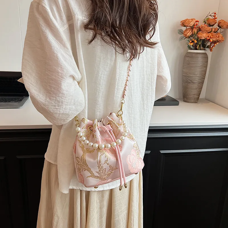 Yalu PU Bucket Bag, Crossbody Handbag Women's White/Ecru/Sky Blue/Pink-3