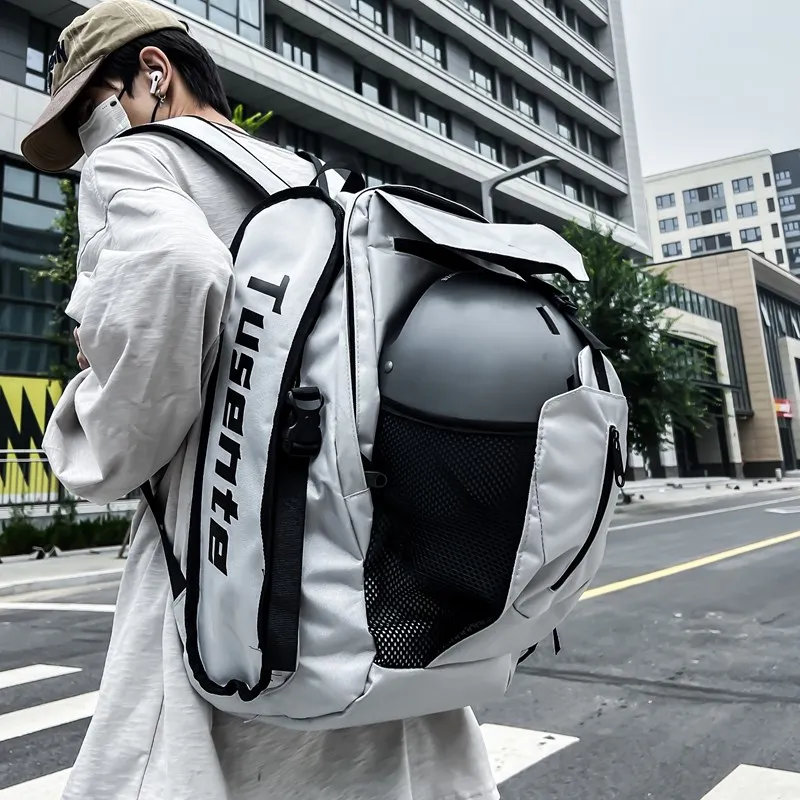 Yalu Oxford Backpack Unisex Light Gray/Dark Gray/Black/Red-1