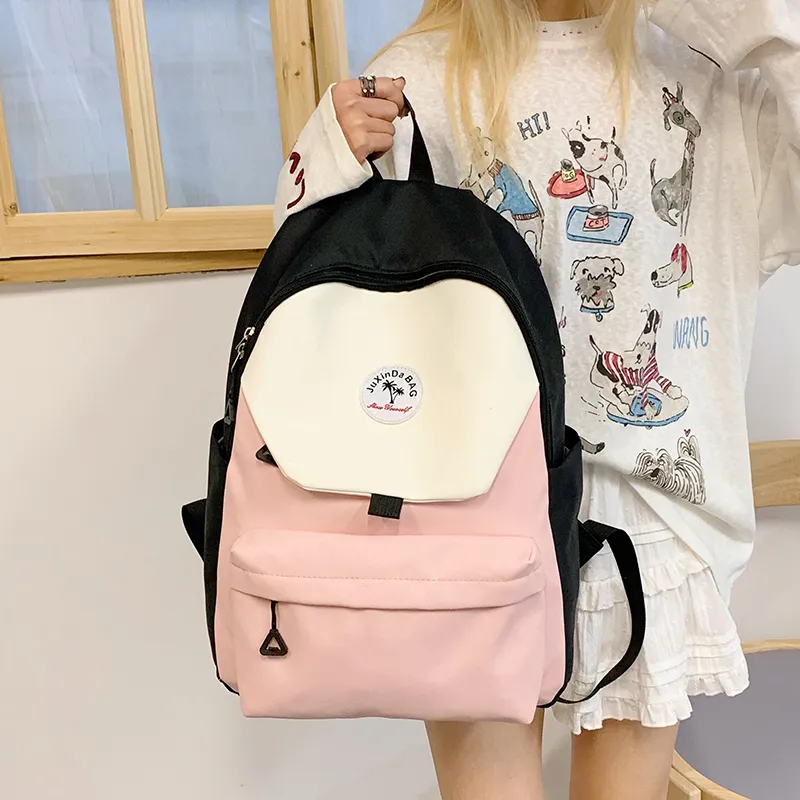 Yalu Nylon Fabric Backpack Unisex Green/Blue/Navy Blue/Pink-23