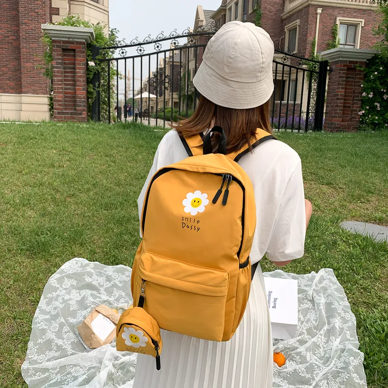 Yalu Canvas Backpack Unisex Black/Pink/Watermelon Red/Yellow/Green/Blue-19