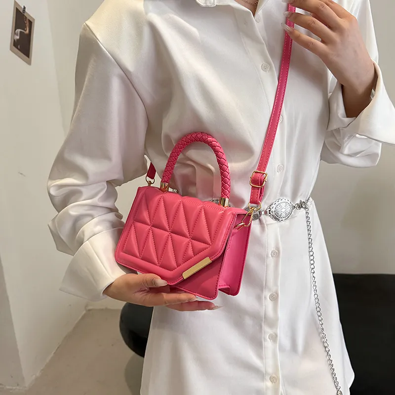 Yalu PU Crossbody One Shoulder Handbag Women's Black/Ecru/Rose Red/Khaki-12