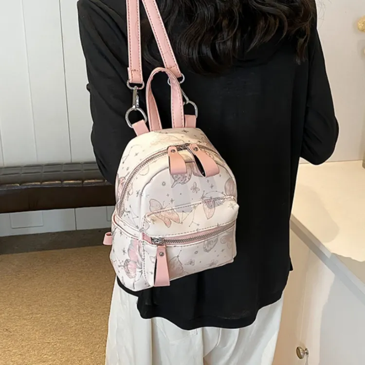 Yalu PU Backpack Unisex Silver/Gray/Pink-9
