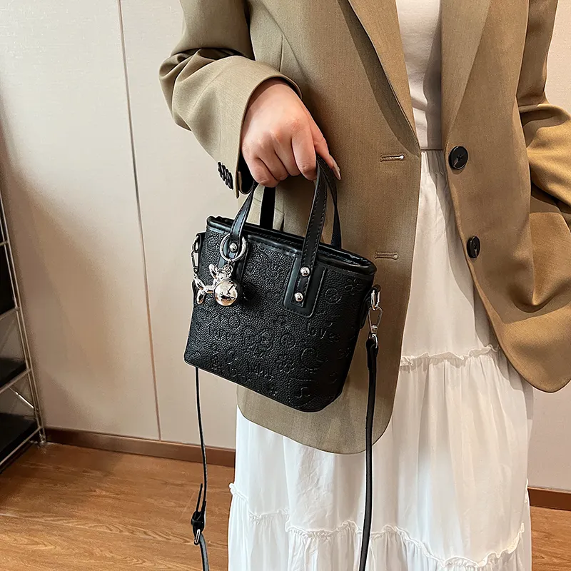 Yalu PU Handbag Women's Ecru/Black/Pink-7