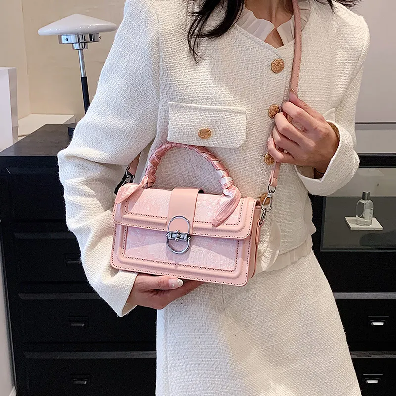 Yalu PU Shoulder Bag, Crossbody Bag, Handbag Unisex Gray/Pink-11