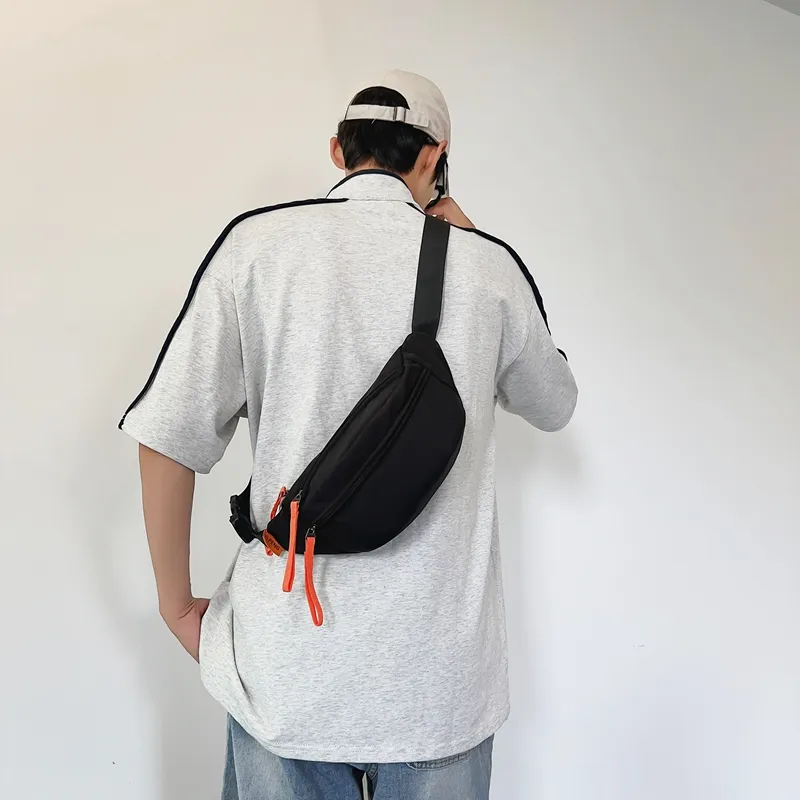 Yalu Nylon Sling Bag Unisex Ecru/Black/Orange Red/Khaki/Peacock Blue-10