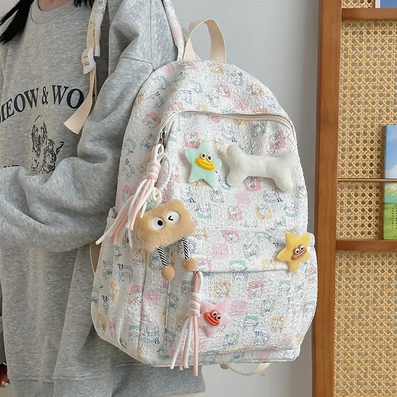 Yalu Nylon Backpack Unisex Puppy/Block/Monkey-1