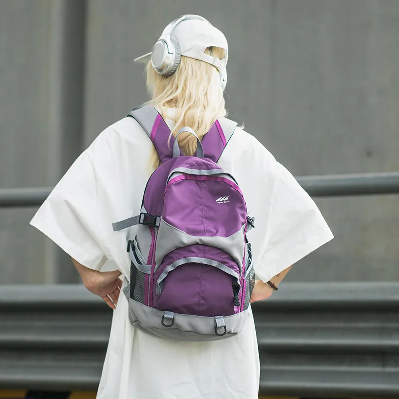 Yalu Nylon Backpack Unisex Purple/Green-2