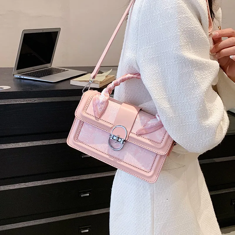 Yalu PU Shoulder Bag, Crossbody Bag, Handbag Unisex Gray/Pink-9