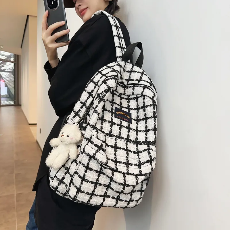 Yalu Fabric Backpack Regular Unisex White/Black-2