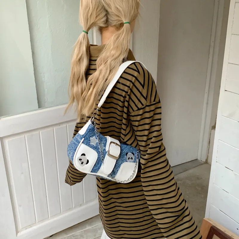 Yalu Fabric Shoulder Bag Regular Women's Black/Green/Blue-10