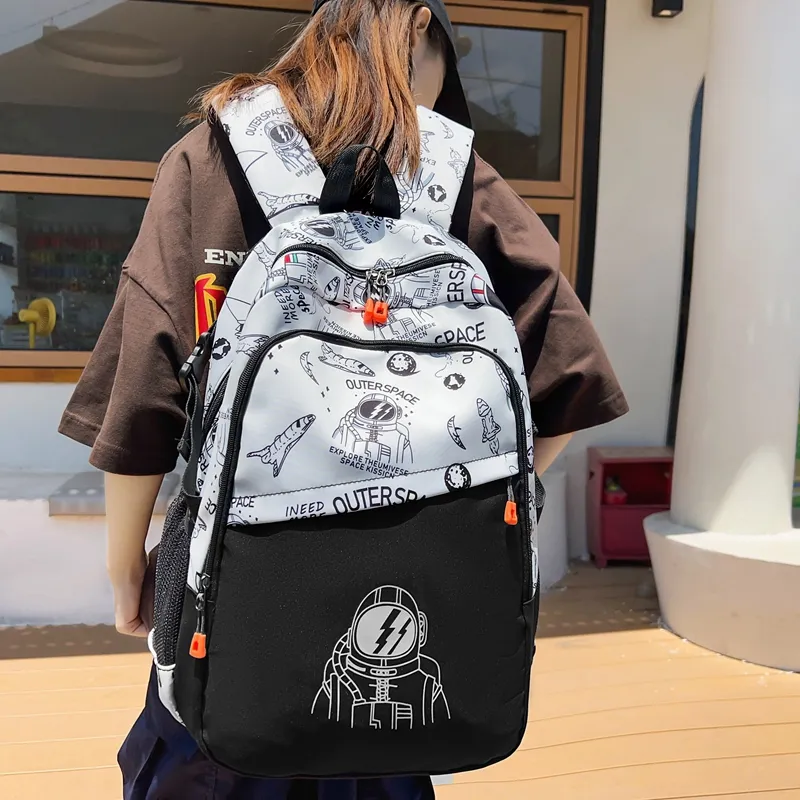 Yalu Nylon Backpack Unisex White/Black/Khaki-4