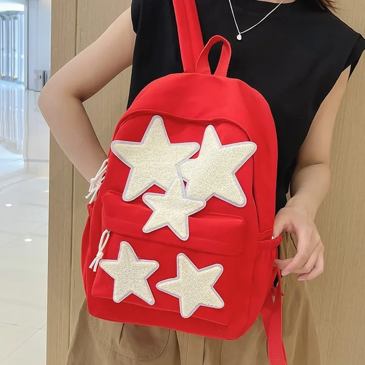Yalu Fabric Backpack Unisex Black/Red/Sky Blue-3