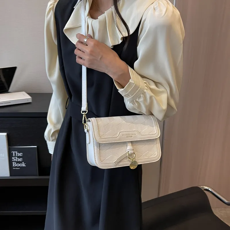 Yalu PVC Shoulder Bag, Crossbody Bag Unisex White/Black/Khaki & White/Black & White/Pink & White-4