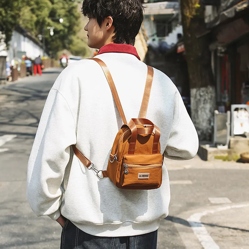 Yalu Nylon Backpack Regular Unisex Gray Orange/Gray Pink/Gray Yellow/Ecru/Black/Coffee/Light Blue-18