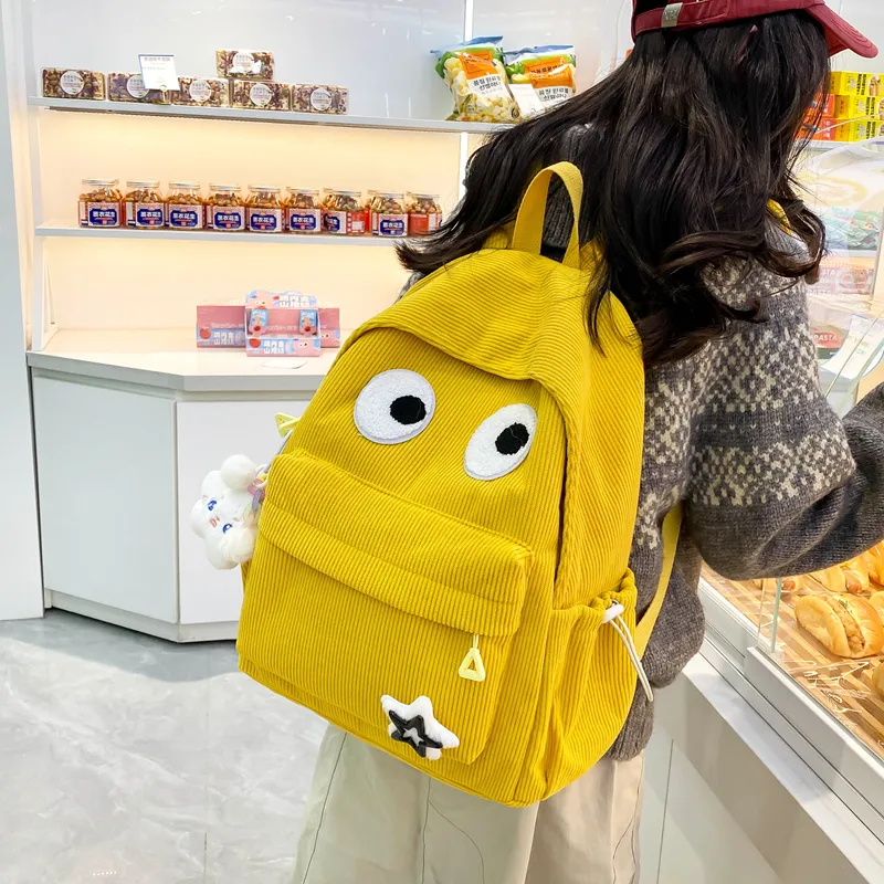 Yalu Nylon Backpack Unisex White/Black/Yellow/Dark Brown/Black Green-10