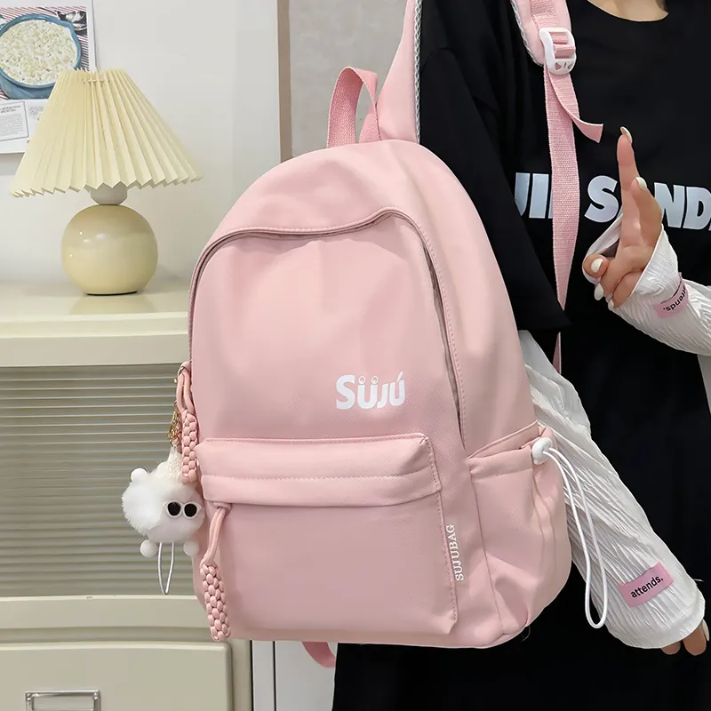Yalu Nylon Backpack Unisex Black/Burgundy/Yellow/Light Blue/Pink-18