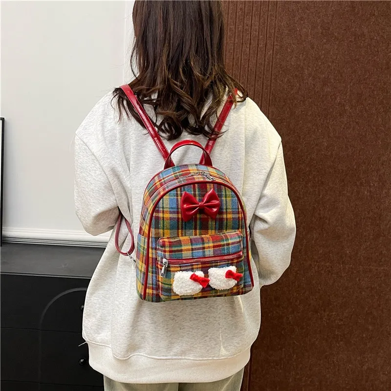 Yalu Woolen Backpack Regular Women's Red-4