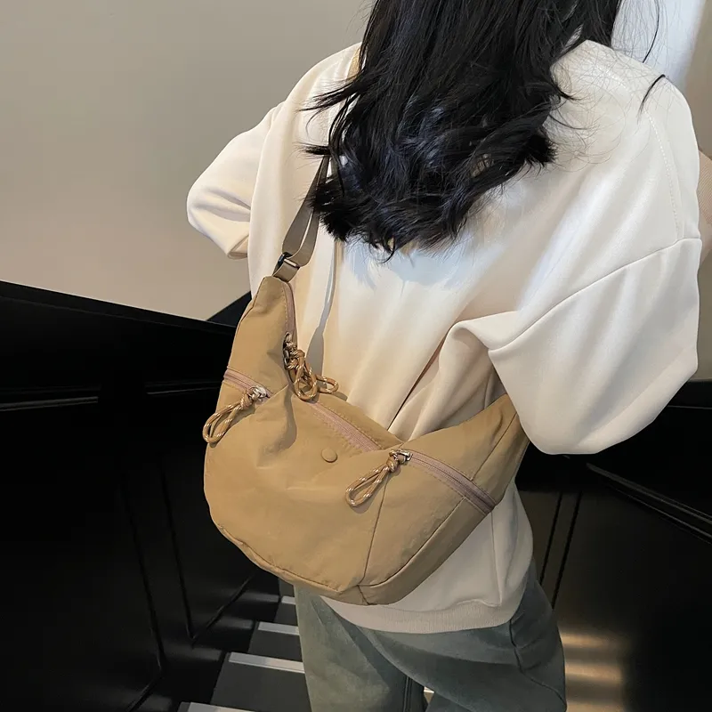 Yalu Fabric Shoulder Bag, Crossbody Bag Unisex Ecru/Black/Khaki/Army Green-14