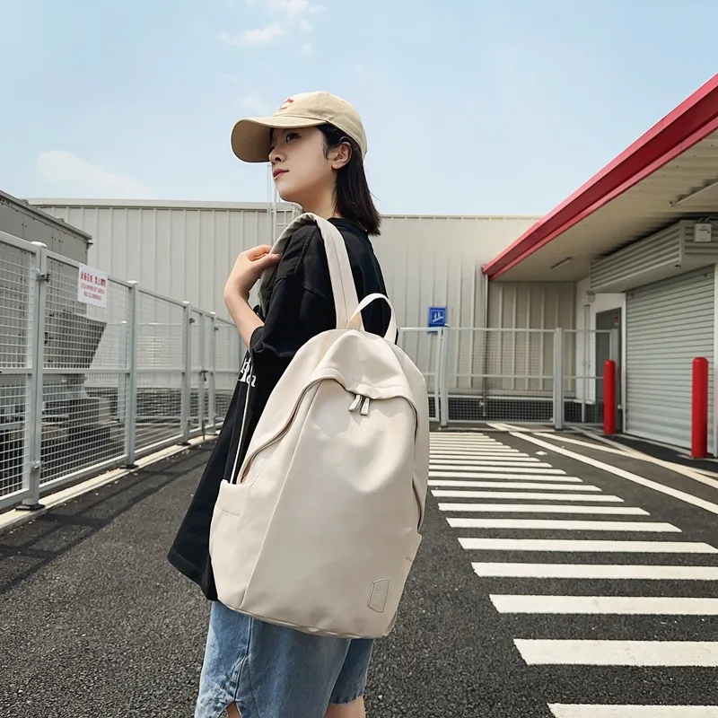 Yalu PU Backpack Unisex White/Gray/Black/Pink/Army Green/Blue-3