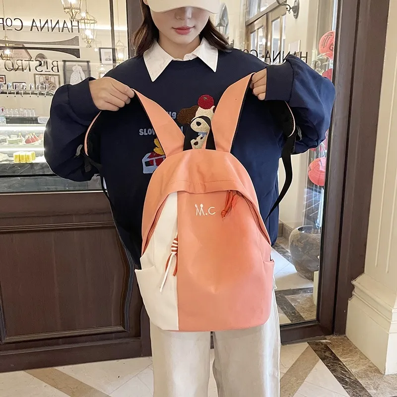 Yalu Nylon Fabric Backpack Unisex Black/Yellow/Orange/Green/Blue-13