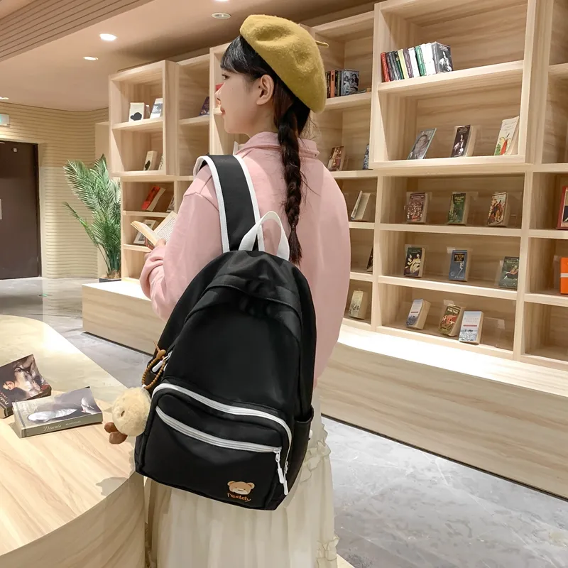 Yalu Nylon Backpack Unisex White/Black/Pink/Yellow/Green/Blue-2