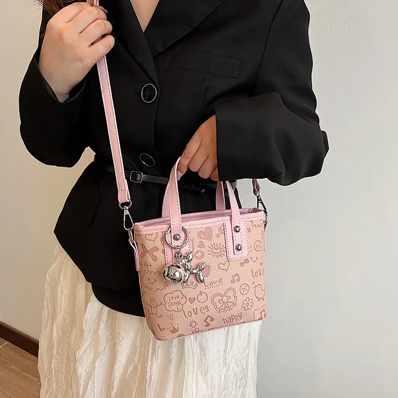 Yalu PU Handbag Women's Ecru/Black/Pink-13
