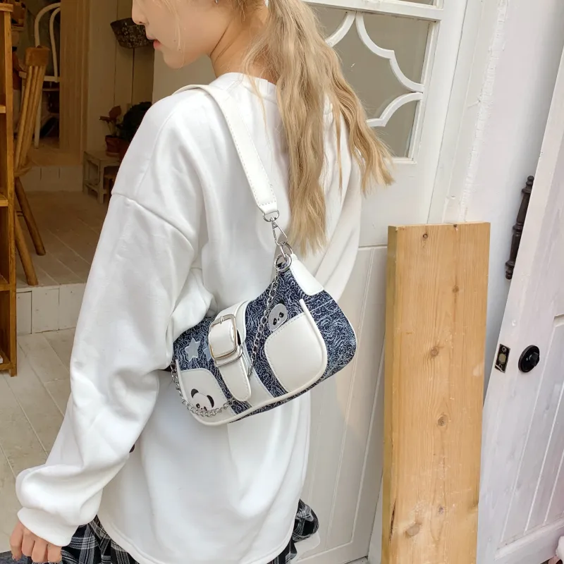 Yalu Fabric Shoulder Bag Regular Women's Black/Green/Blue-14