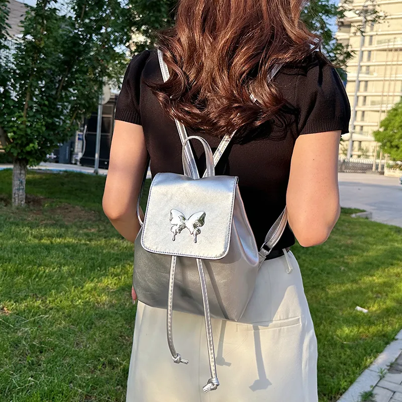 Yalu PU Backpack Unisex Pearl Pink/Pearl White/Pearl Silver-16