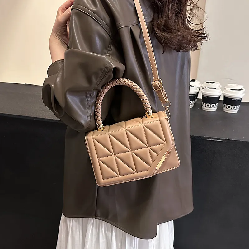 Yalu PU Crossbody One Shoulder Handbag Women's Black/Ecru/Rose Red/Khaki-18