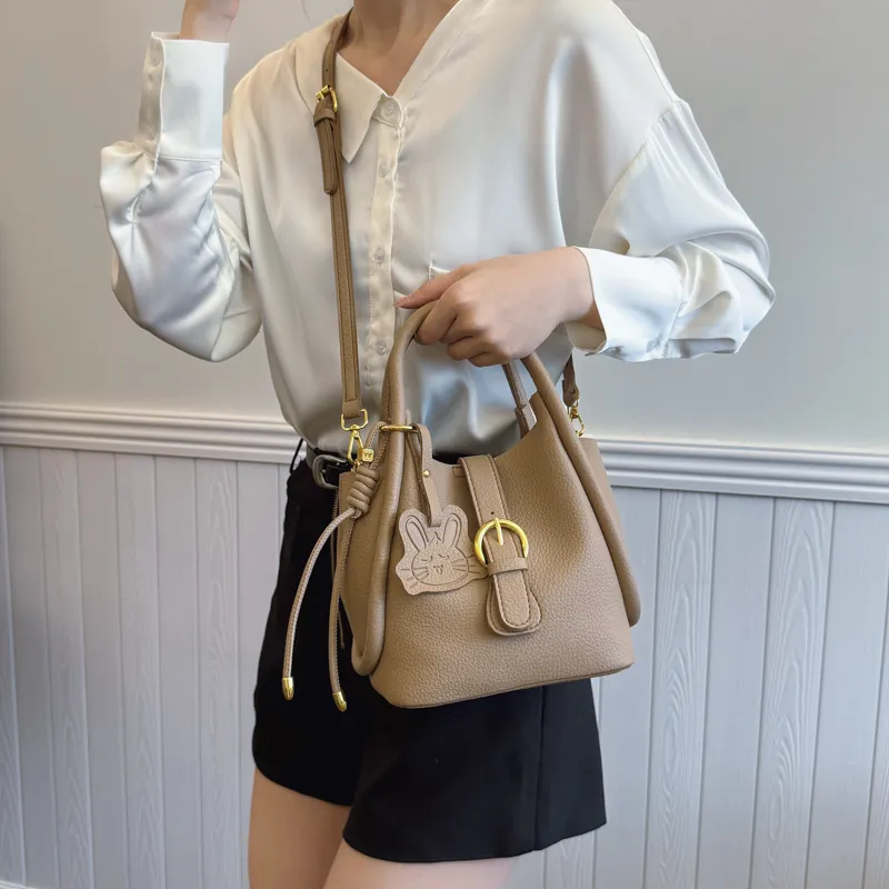 Yalu Pu Shoulder Bag, Crossbody Bag Unisex Ecru/Black/Apricot/Pink-14